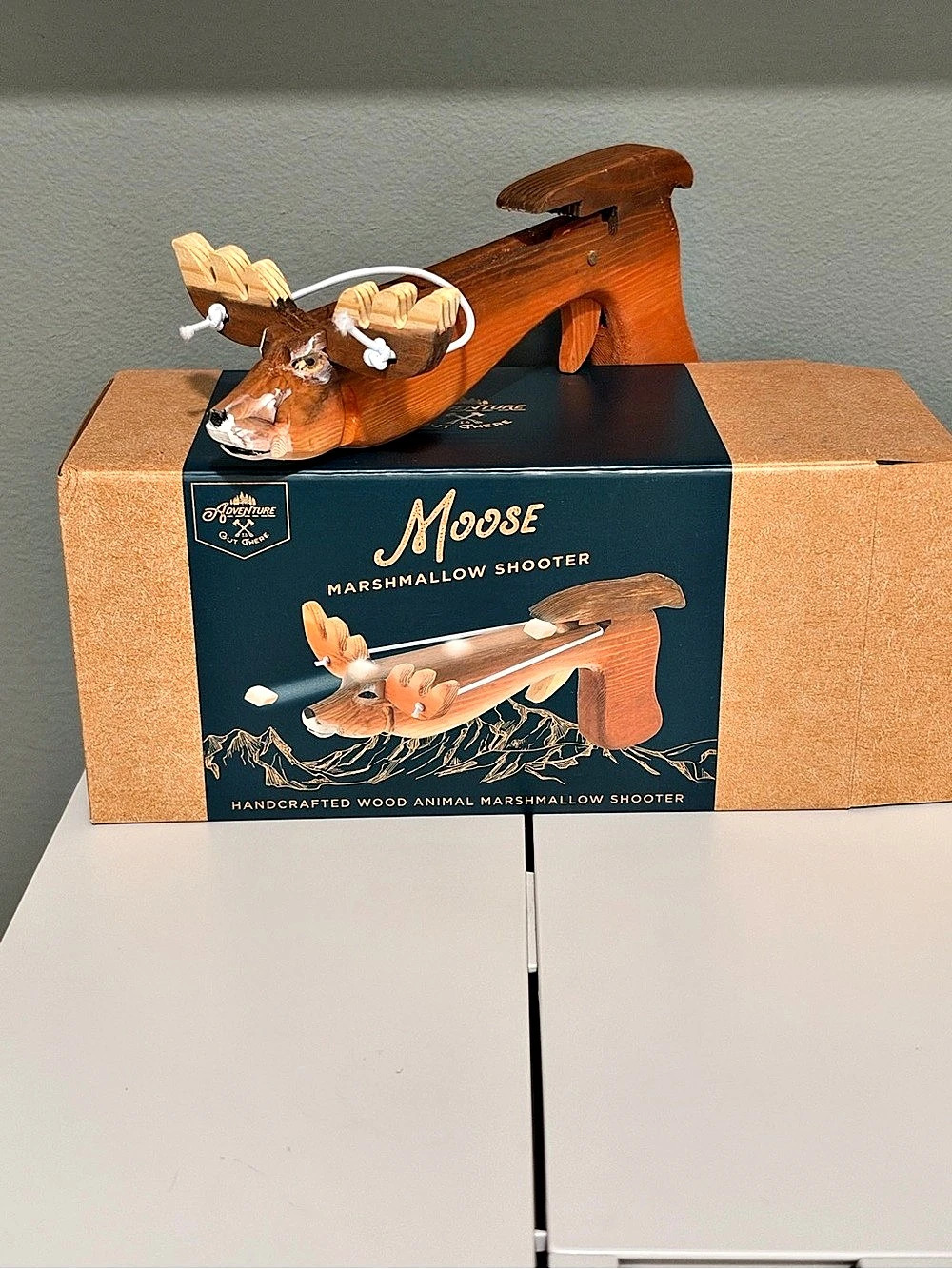 Annie Moos Moose Wooden Marshmallow Shooter NWT